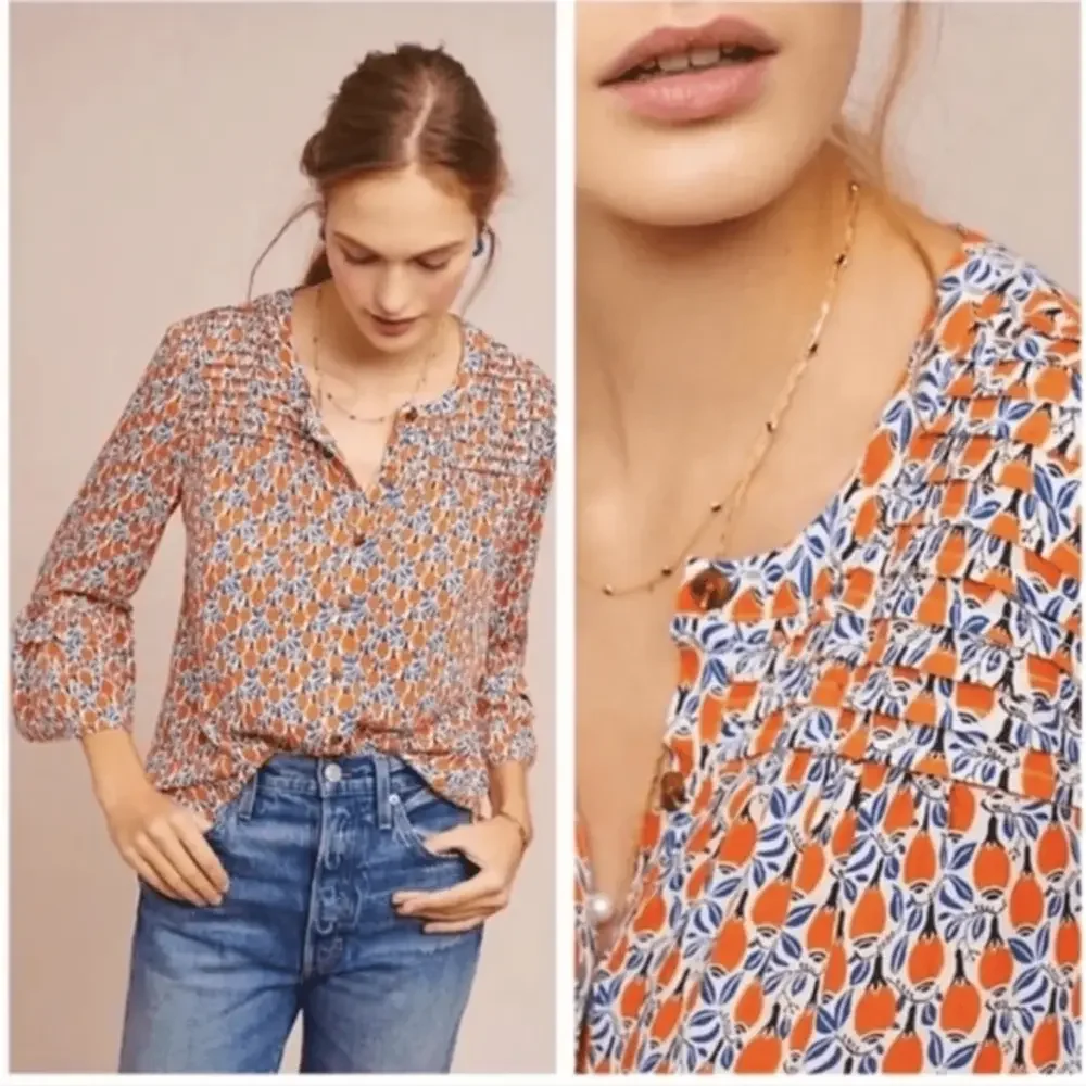 ANTHROPOLOGIE Maeve Berwick Bell Sleeve Top - Picture 2 of 8